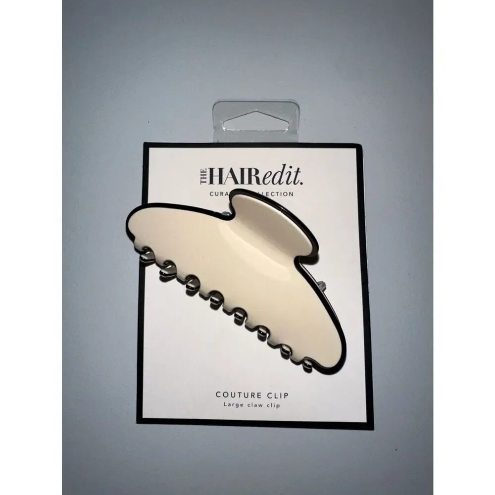 The Hair Edit Ivory Black Trim Large Claw Clip Hair Styling